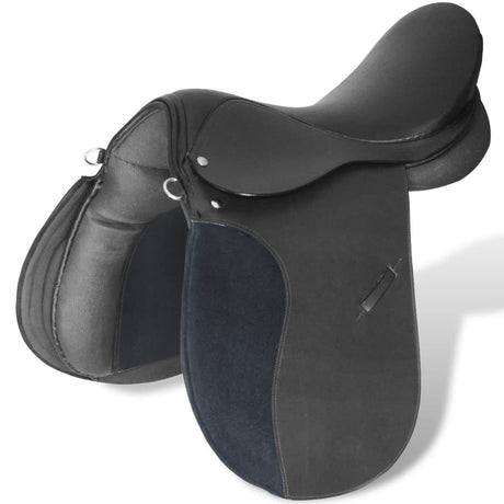 Vidaxl echtes Leder-Reiten-Sattel 17,5 18 cm (5-in-1-Set, schwarz)