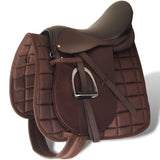 Vidaxl Horse Riding Sattel 5-in-1 17,5 '' 12 cm echtes Lederbraun