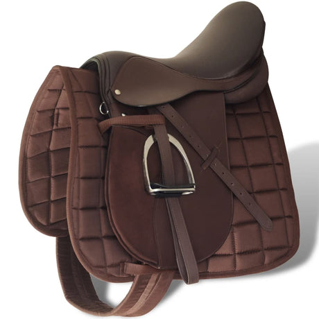 Vidaxl Horse Riding Sattel 5-in-1 17,5 '' 12 cm echtes Lederbraun