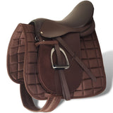 Vidaxl Horse Riding Saddle 5-in-1 17.5 '' 12 cm de cuero real marrón