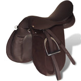 Vidaxl Horse Riding Sattel 5-in-1 17,5 '' 12 cm echtes Lederbraun