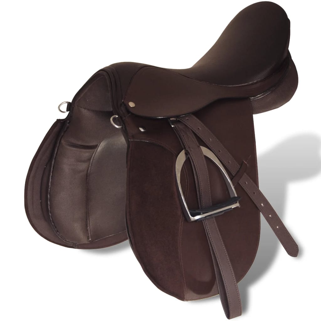 Vidaxl Horse Riding Saddle 5-in-1 17.5 '' 12 cm de cuero real marrón