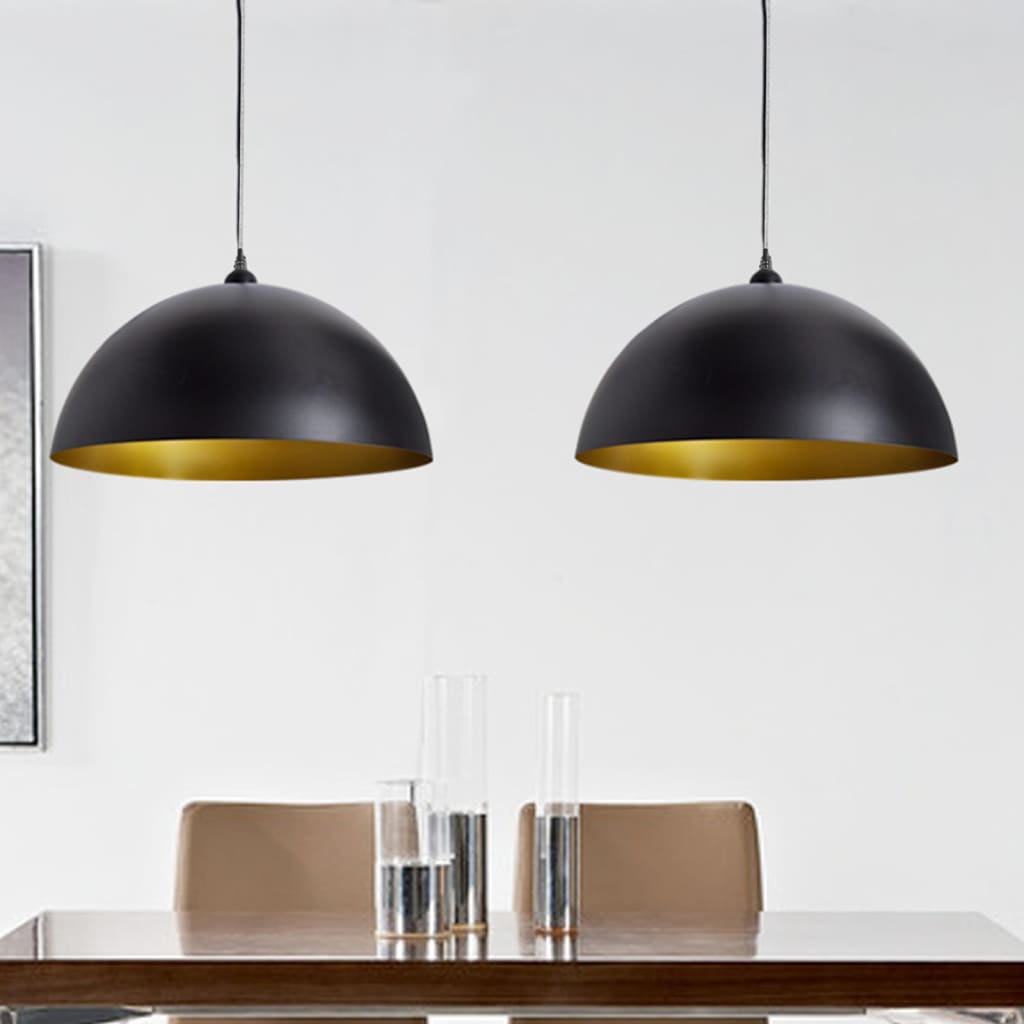 Lampes de plafond vidaxl 2 sts en hauteur réglable semi-circulaire noir