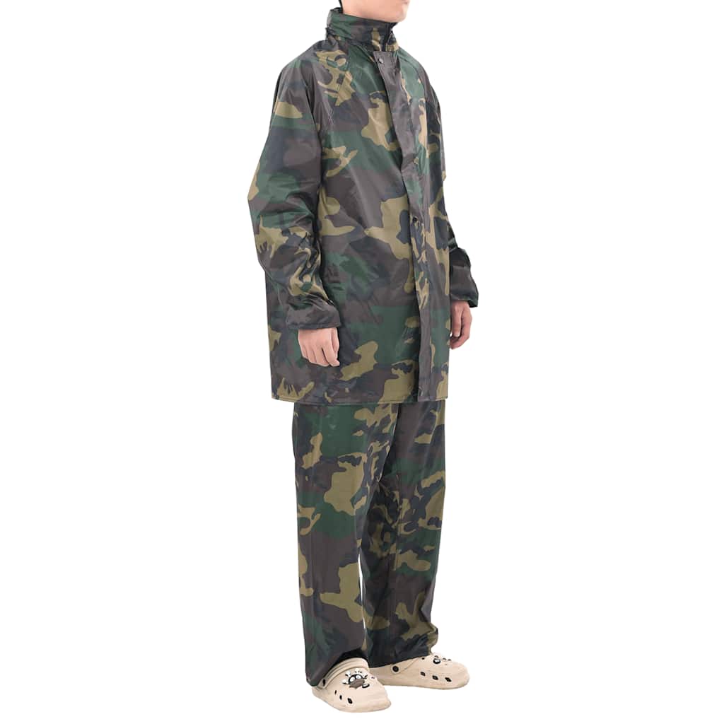 Vidaxl regenpak 2-delig met capuchon (heren camouflage maat m)