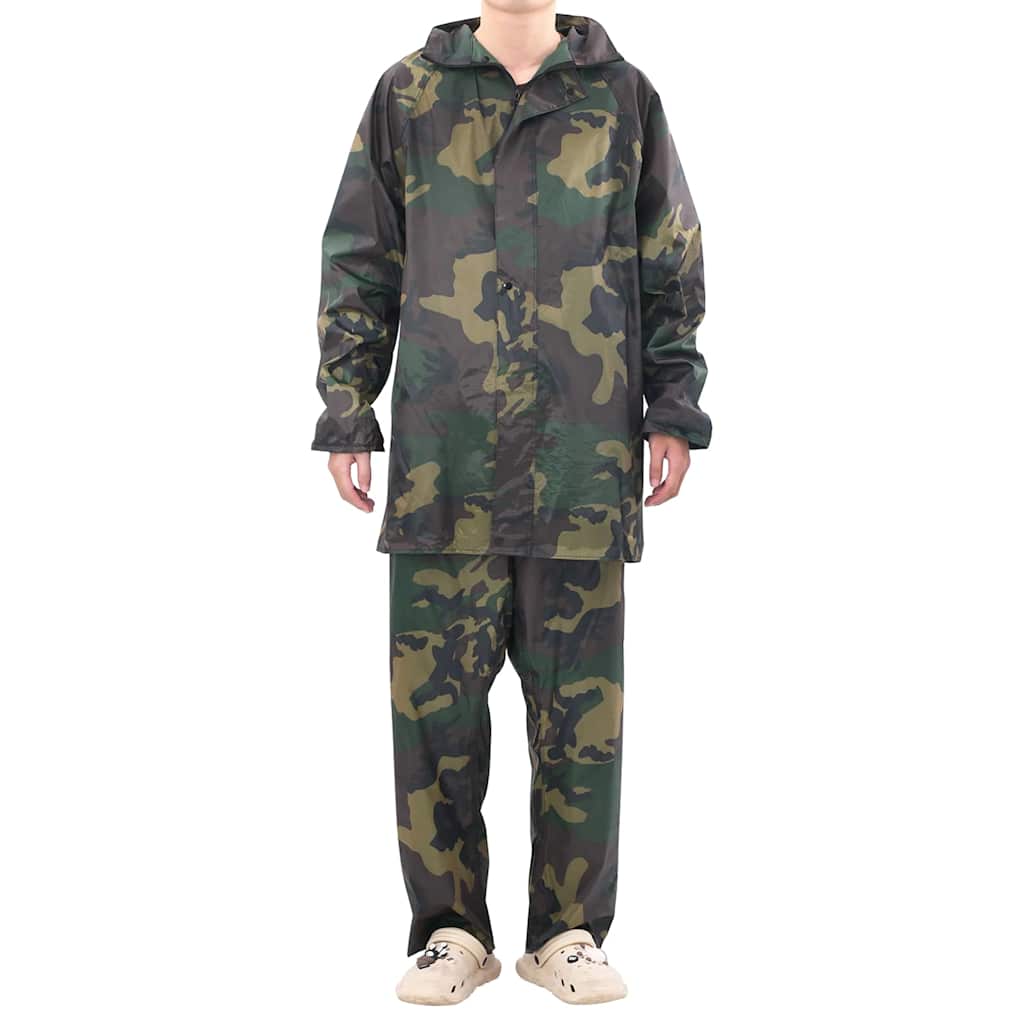 Vidaxl regenpak 2-delig met capuchon (heren camouflage maat m)