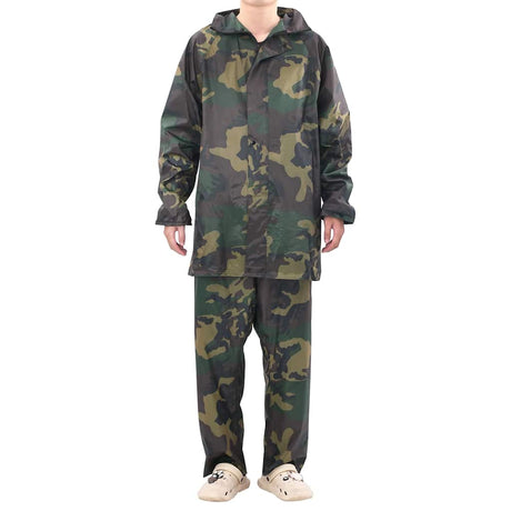 Vidaxl regenpak 2-delig met capuchon (heren camouflage maat m)