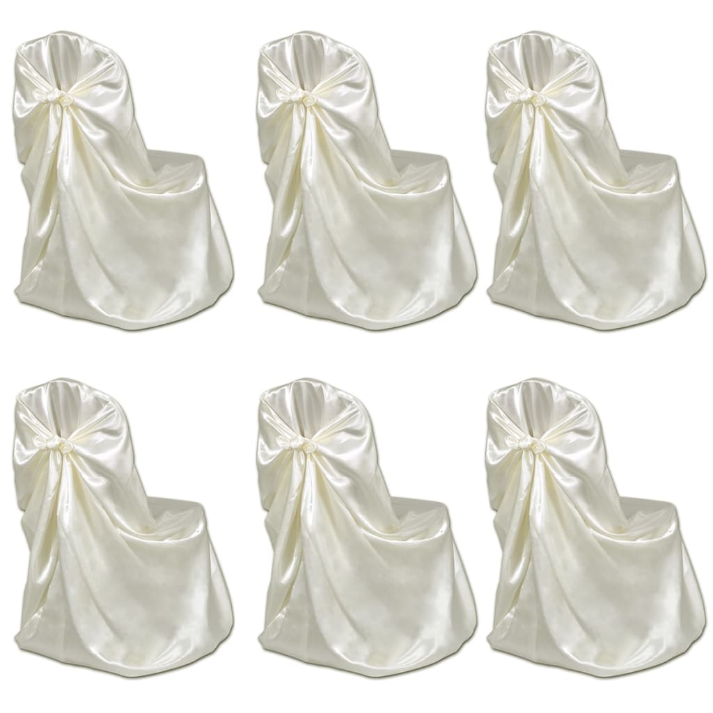 Crème de couverture de chaise de mariage Vidaxl (6 pièces)