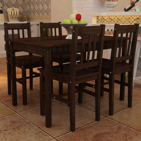 Vidaxl eettafel met 4 stoelen hout bruin