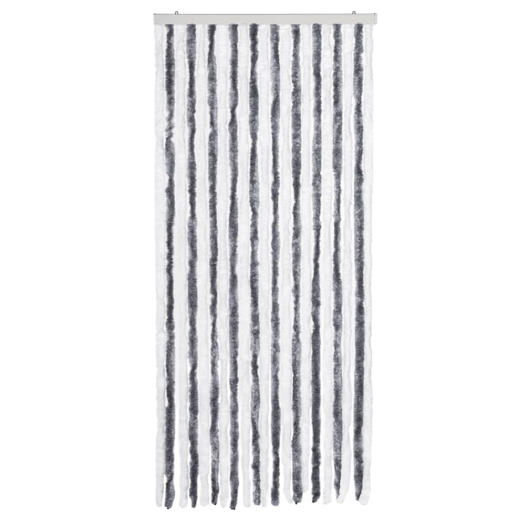 Vidaxl Fly Vorhang 90x220 cm Chenille grau und weiß