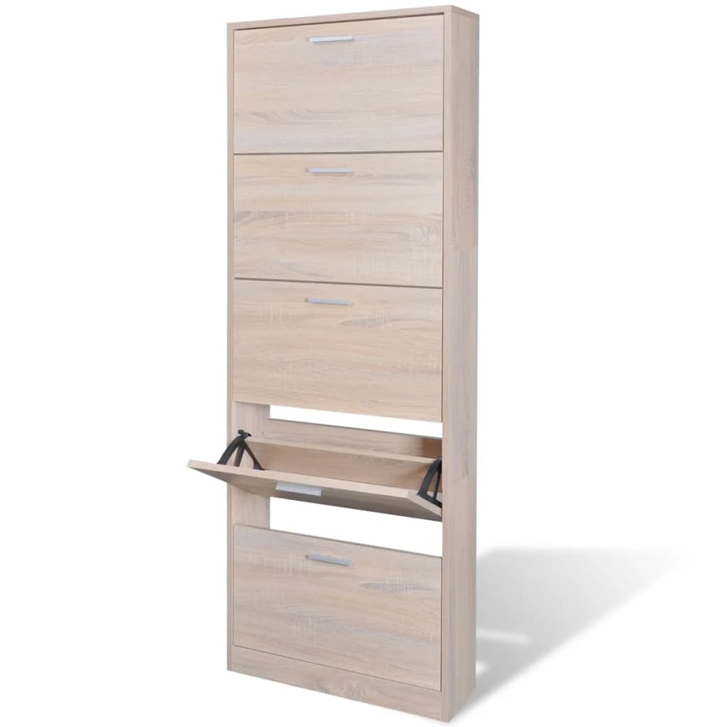 Vidaxl Shoe Cabinet Wood avec 5 compartiments de rangement Oak Look