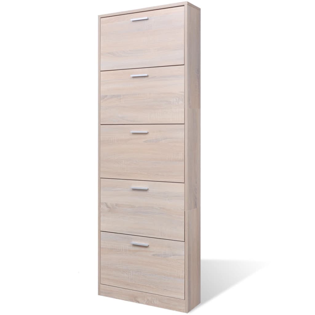 Vidaxl Shoe Cabinet Wood avec 5 compartiments de rangement Oak Look