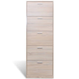 Vidaxl Shoe Cabinet Wood avec 5 compartiments de rangement Oak Look