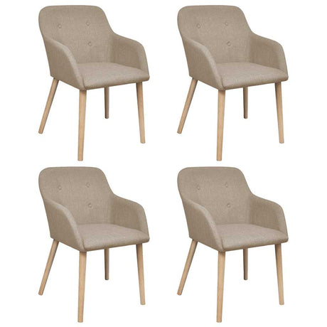 Vidaxl eetkamerstoelen 4 st stof en massief eikenhout beige