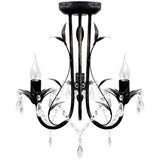Vidaxl Kronleuchter Art Nouveau Metallkristallperlen 3 Glühbirnen Schwarz schwarz