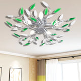 Vidaxl -Lampe mit Kristallblättern von Acryl für 5x E14 Weißgrün