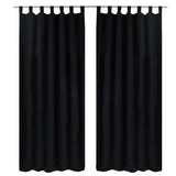 Vidaxl Micro-Satin-Vorhänge mit Ringen 140 x 175 cm 2 Stücke (schwarz)