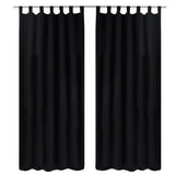 Vidaxl Micro-Satin-Vorhänge mit Ringen 140 x 225 cm 2 Stücke (schwarz)