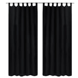 Vidaxl Micro-Satin-Vorhänge mit Ringen 140 x 245 cm 2 Stücke (schwarz)