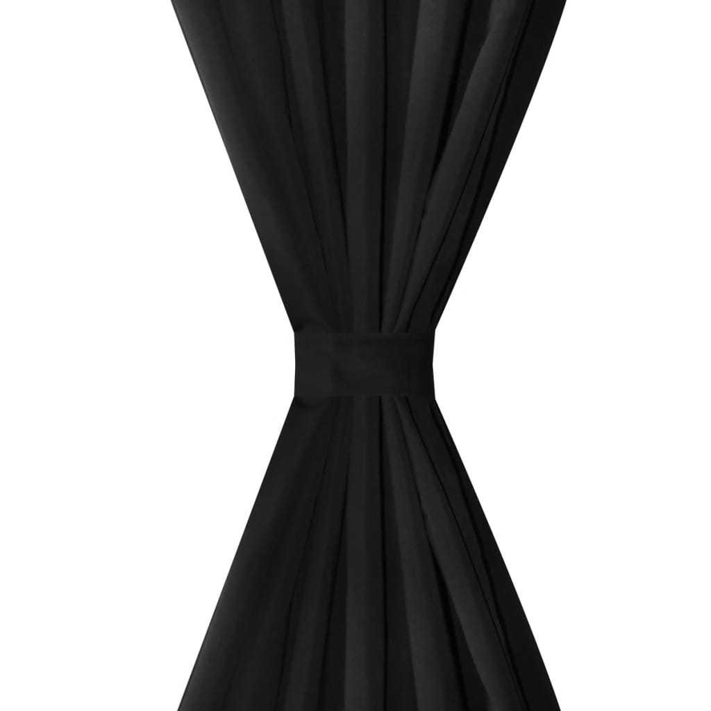 Vidaxl Micro-Satin-Vorhänge mit Ringen 140 x 245 cm 2 Stücke (schwarz)