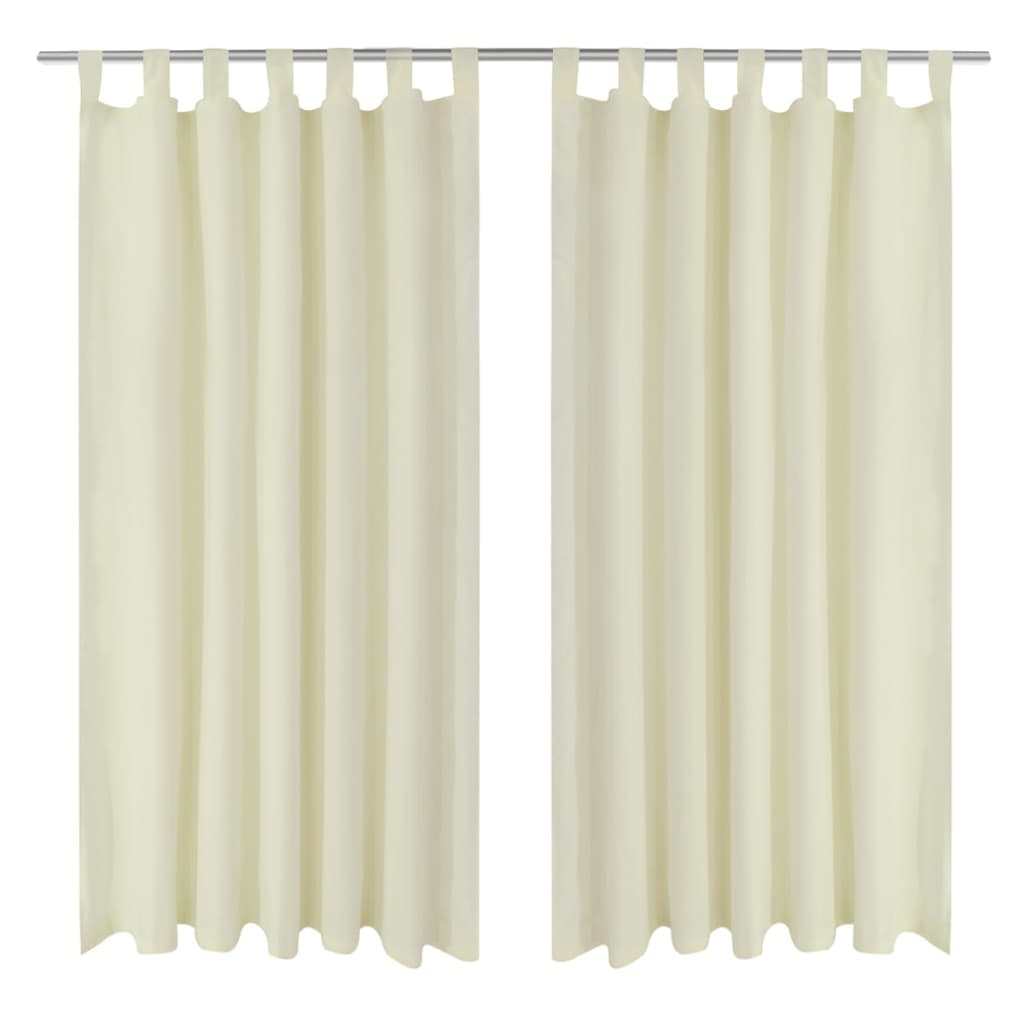 Vidaxl Mikrosatin-Vorhänge mit Ringen 140 x 175 cm 2 Stück (Creme)