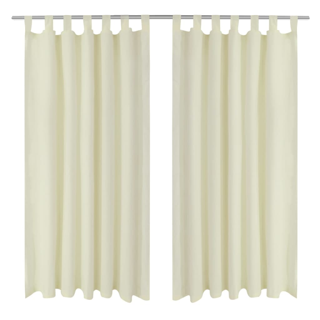 Vidaxl Micro-Satin Curtains with rings 140 x 175 cm 2 pieces (cream)