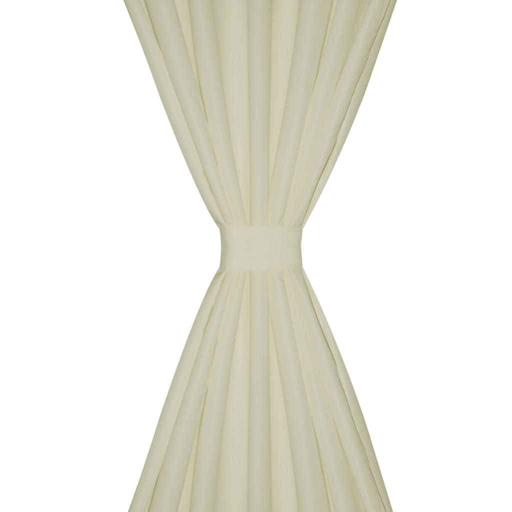 Vidaxl Mikrosatin-Vorhänge mit Ringen 140 x 175 cm 2 Stück (Creme)