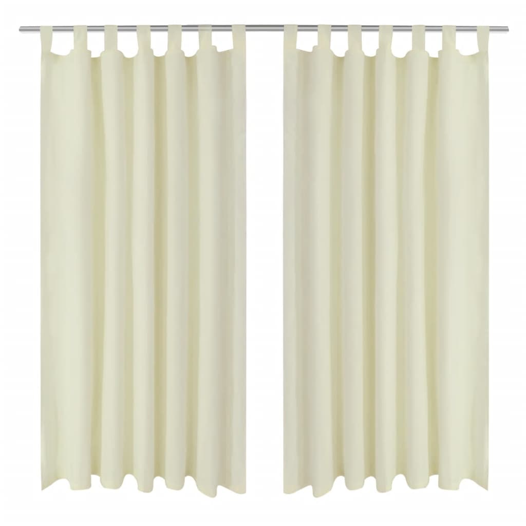 VidaXL Mikrosatin-Vorhänge mit Ringen 140 x 225 cm 2 Stück (Creme)
