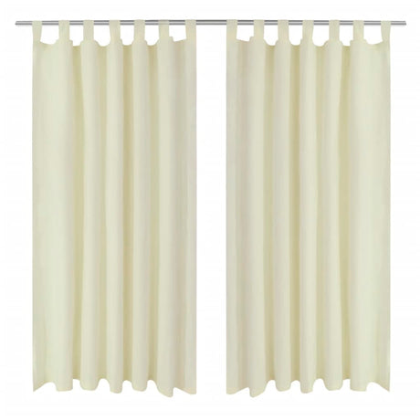 VidaXL Mikrosatin-Vorhänge mit Ringen 140 x 225 cm 2 Stück (Creme)