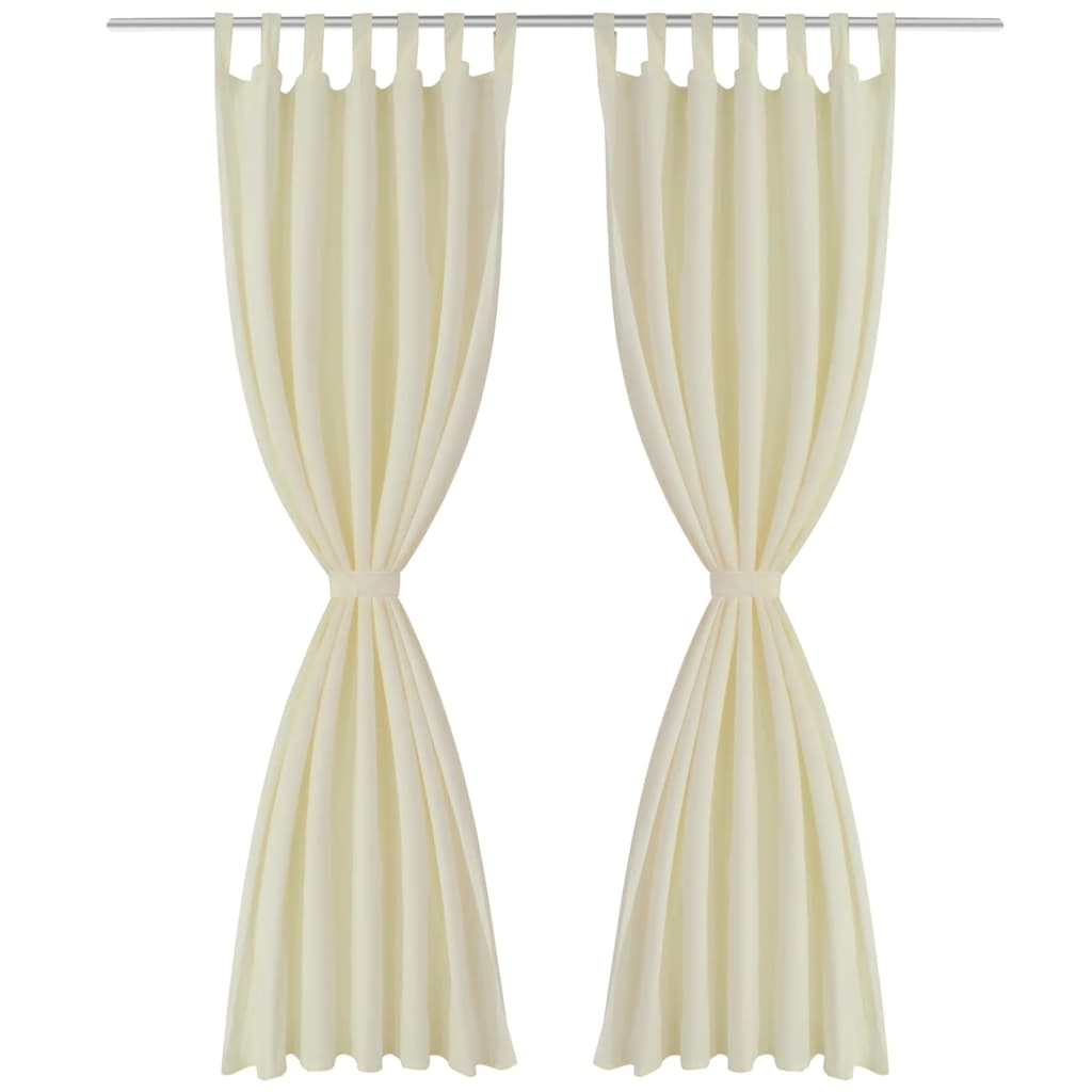 VidaXL Mikrosatin-Vorhänge mit Ringen 140 x 225 cm 2 Stück (Creme)
