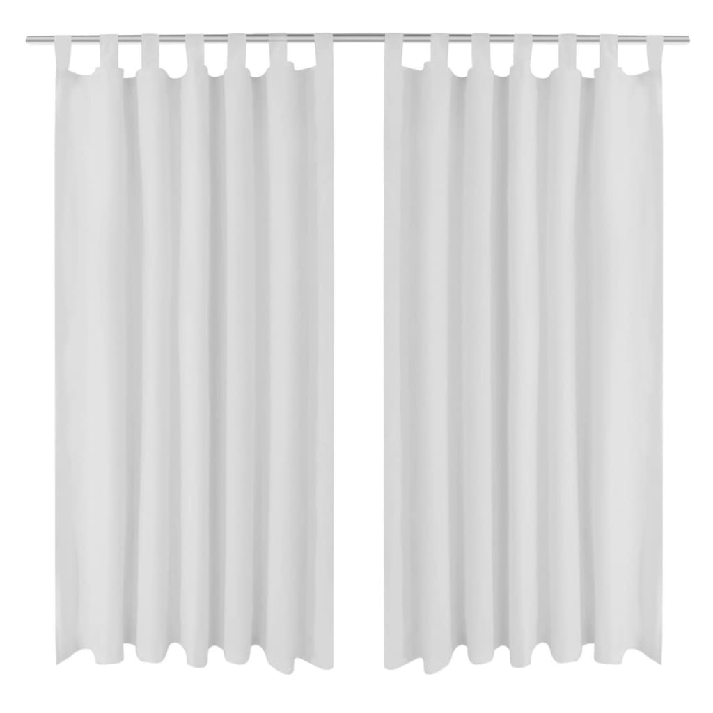 Vidaxl Micro-satin gardiner med ringar 140 x 245 cm 2 bitar (vit)