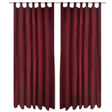 VIDAXL MICRO-SATIN-Vorhänge mit Ringen 140 x 175 cm 2 Stücke (Weinrot)