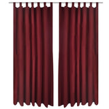 VIDAXL MICRO-SATIN-Vorhänge mit Ringen 140 x 225 cm 2 Stücke (Weinrot)