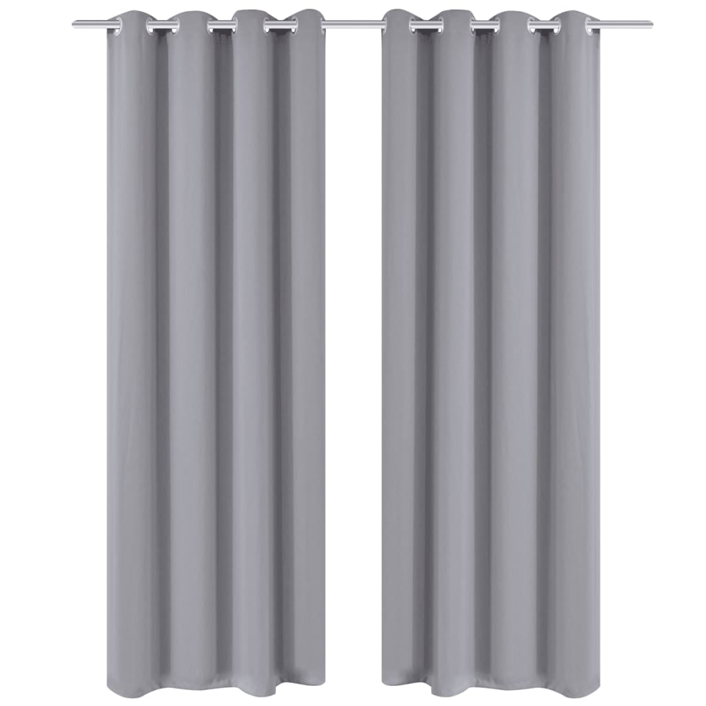 VIDAXL -Vorhänge mit Metallringen 135 x 245 cm 2 Stücke (grau)