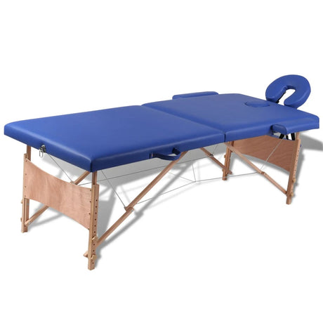 Vidaxl Faltbare Massage Tabelle 2 Zonen mit Holzrahmen (blau)