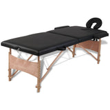 Vidaxl Massage pliable Tableau 2 zones avec cadre en bois (noir)