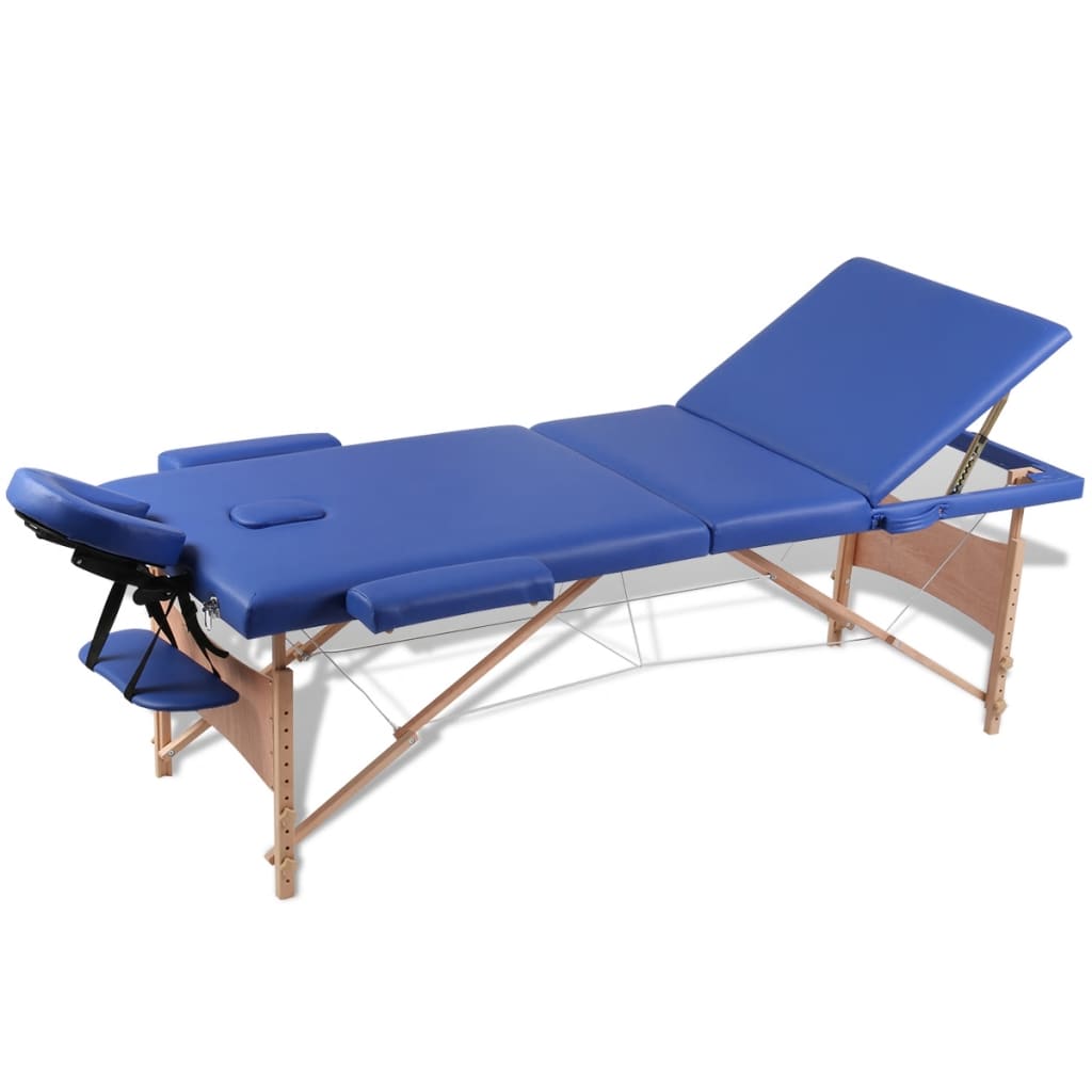 Vidaxl Massage pliable Tableau 3 zones avec cadre en bois (bleu)