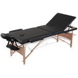 Vidaxl Massage pieghevole Tabella 3 zone con telaio in legno (nero)