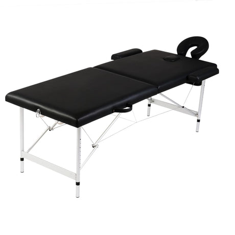 Vidaxl -Massage -Tabelle mit 2 Zonen falten Aluminiumrahmen schwarz