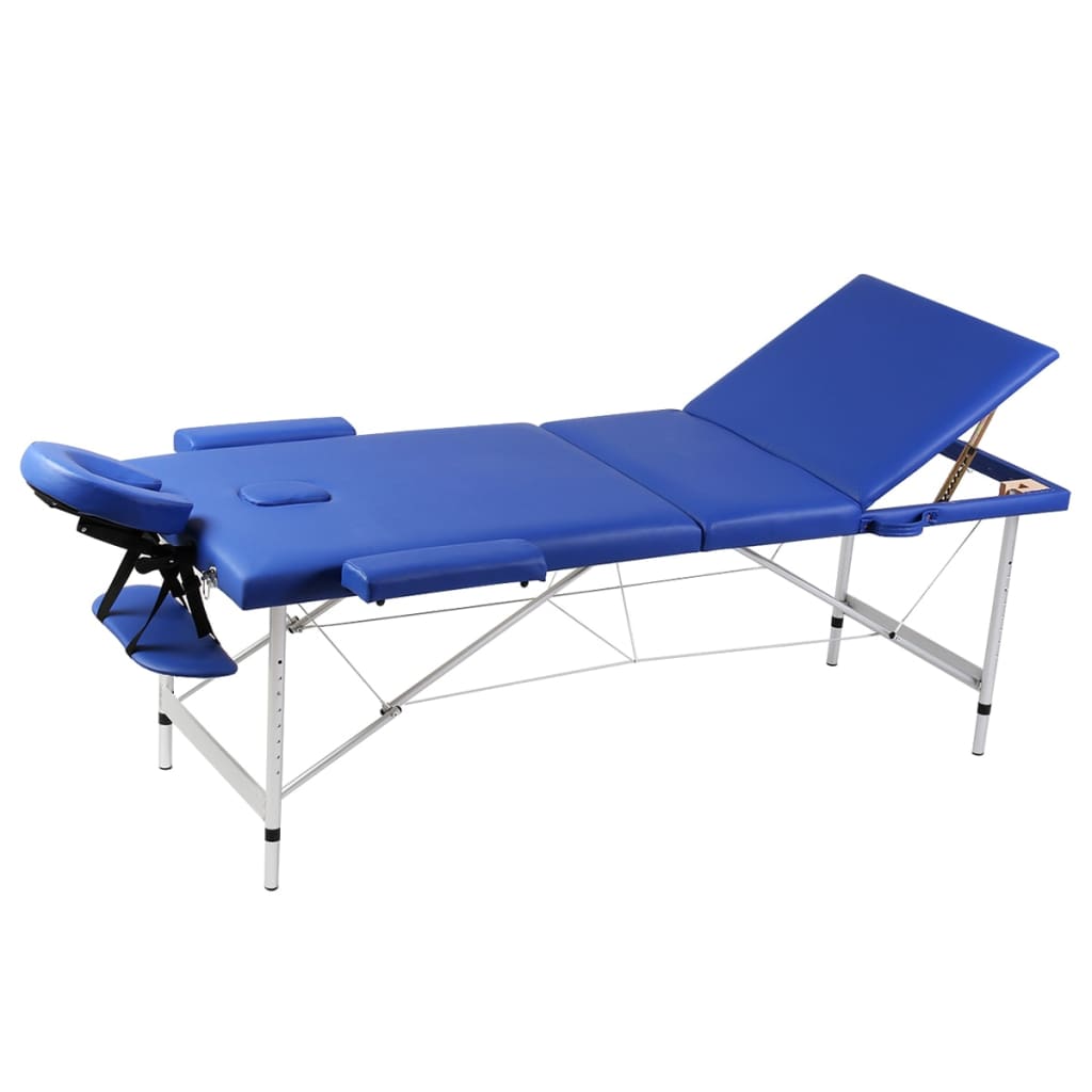 Vidaxl Massage pieghevole Tabella 3 zone con telaio in alluminio (blu)