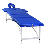 Vidaxl Massage pieghevole Tabella 3 zone con telaio in alluminio (blu)