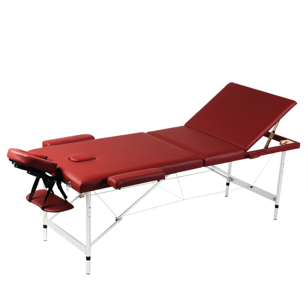 Vidaxl Massage pieghevole Tabella 3 zone con telaio in alluminio (rosso)