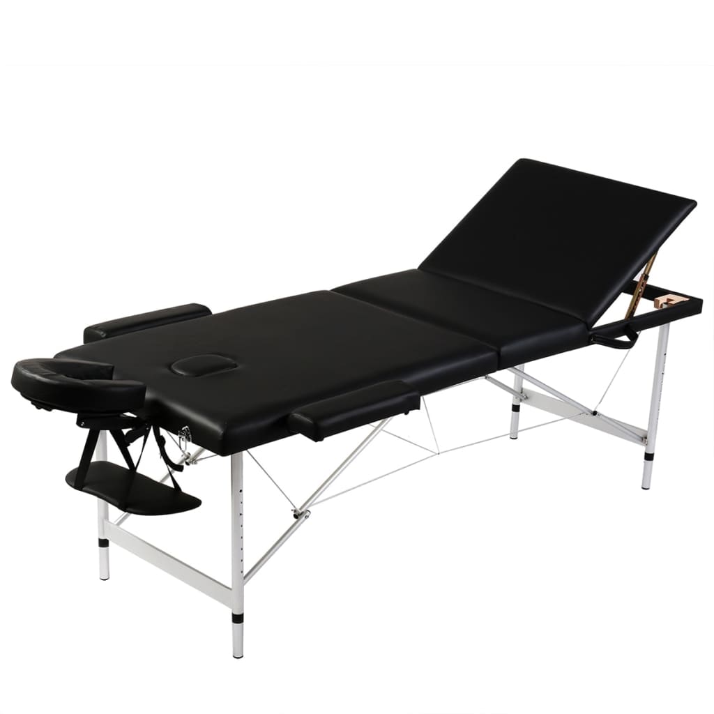 Vidaxl Massage pliable Tableau 3 zones avec cadre en aluminium (noir)