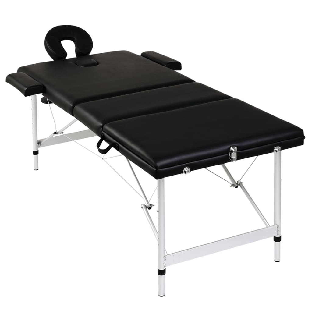 Vidaxl Massage pliable Tableau 3 zones avec cadre en aluminium (noir)