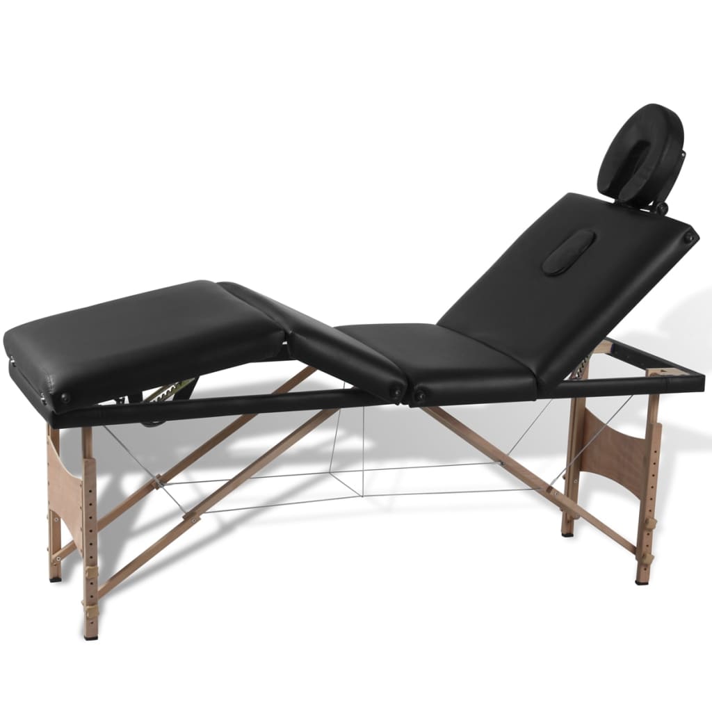 Vidaxl Massage pliable Tableau 4 zones avec cadre en bois (noir)