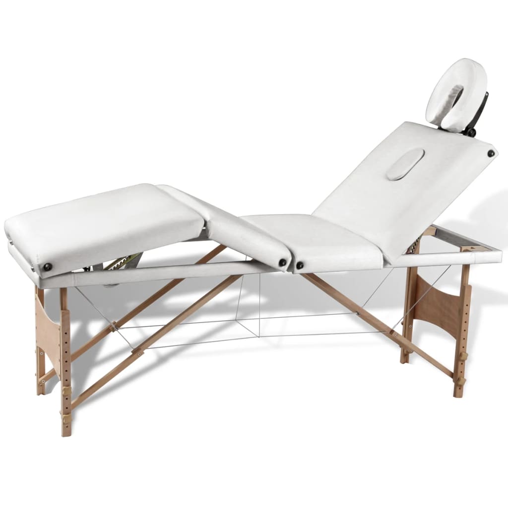 Vidaxl Massage pliable Tableau 4 zones avec cadre en bois (crème)