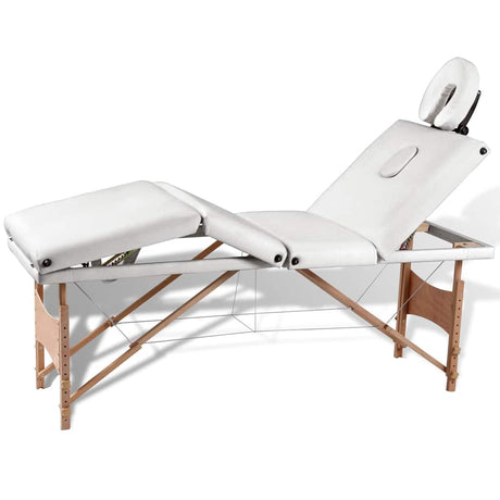 Vidaxl Faltbare Massage Tabelle 4 Zonen mit Holzrahmen (Creme)