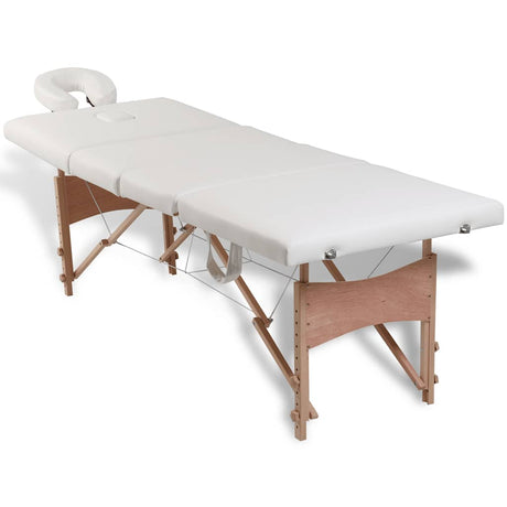 Vidaxl Faltbare Massage Tabelle 4 Zonen mit Holzrahmen (Creme)