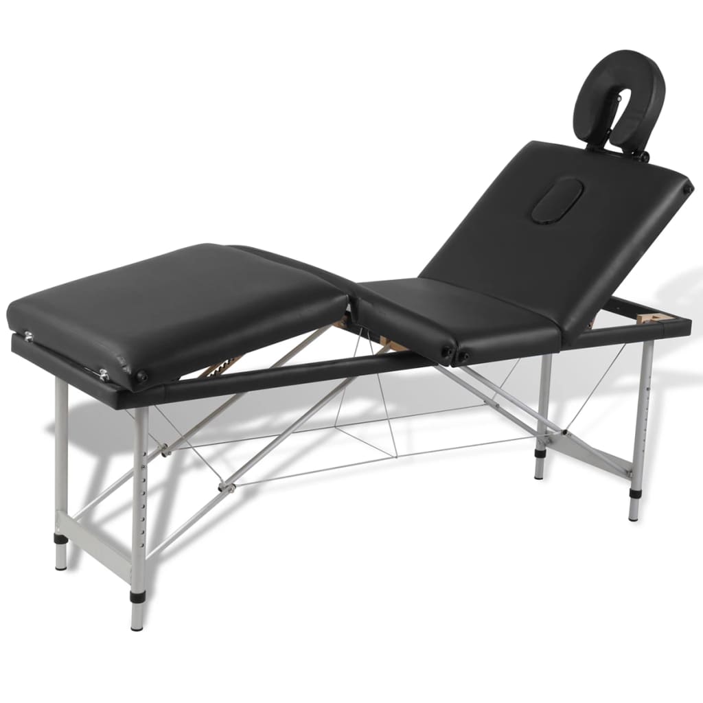 Vidaxl Massage Dësch mat 4 Zonen klappen Aluminum Frame schwaarz