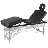 Vidaxl Massagebord med 4 zoner vikande aluminiumram svart