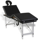 Vidaxl massagebord med 4 zoner foldning af aluminiumsramme sort